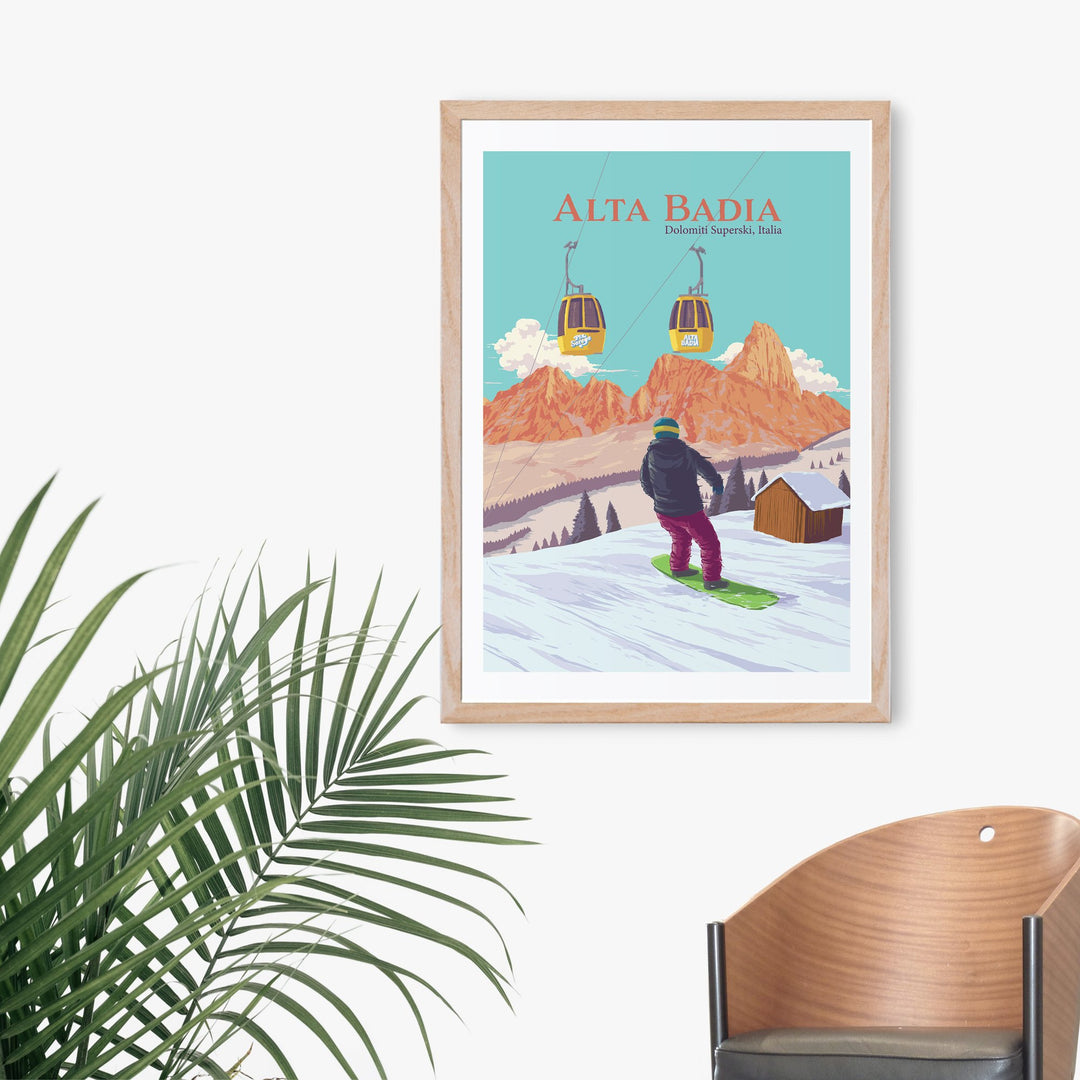 Alta Badia Snowboarding Travel Poster