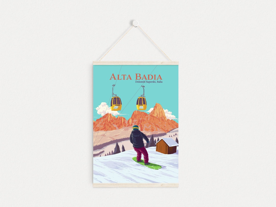 Alta Badia Snowboarding Travel Poster