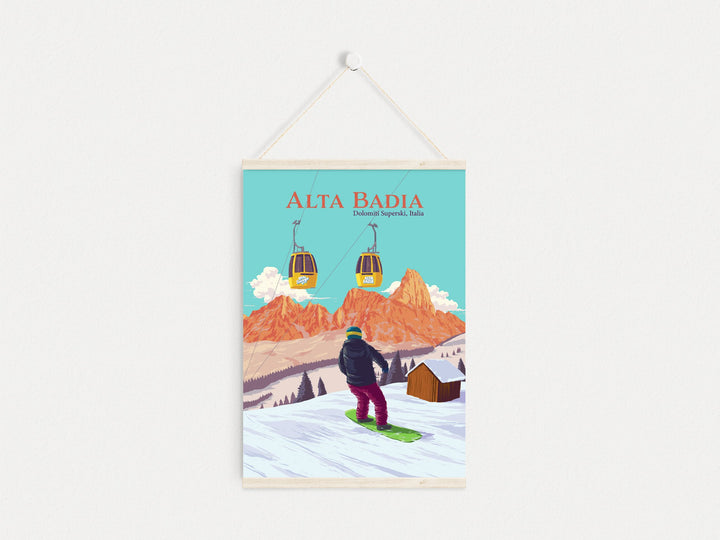 Alta Badia Snowboarding Travel Poster