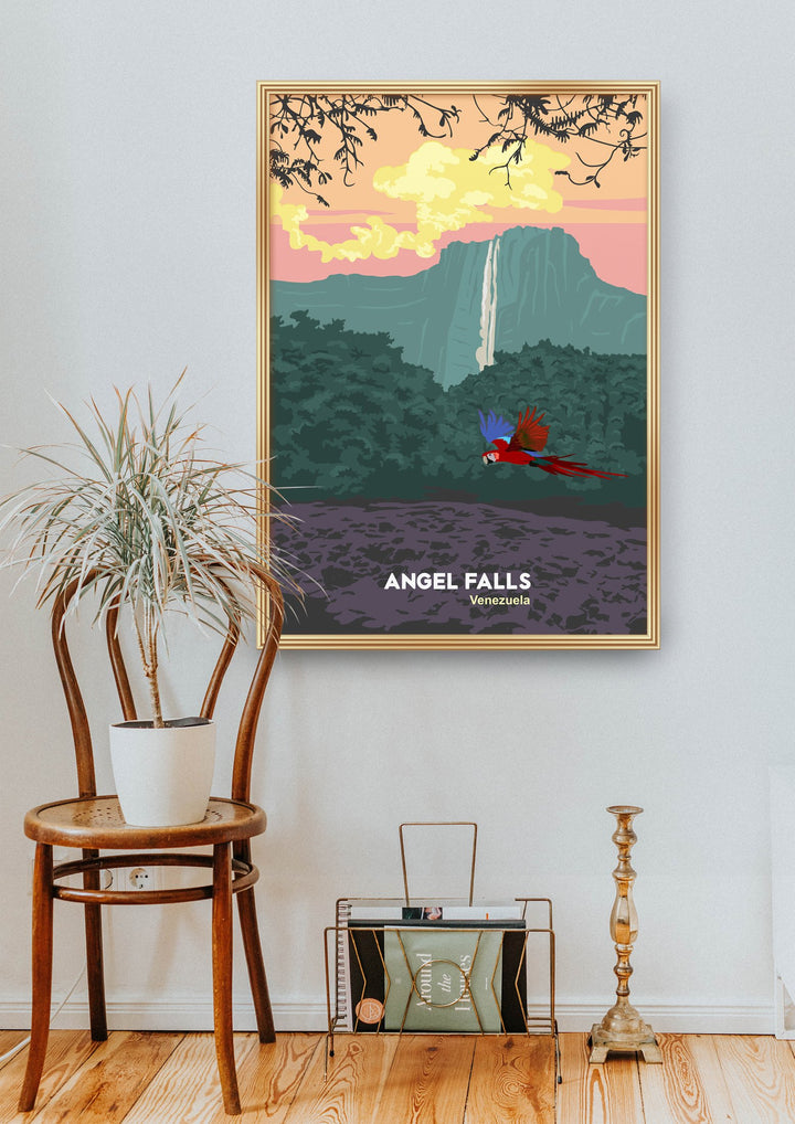 Angel Falls Venezuela Travel Poster