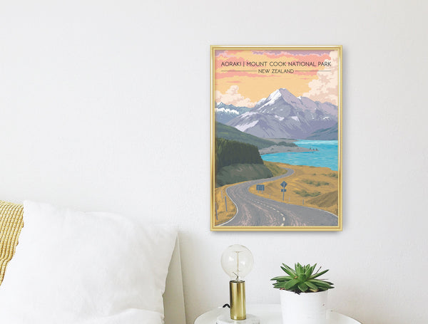 Aoraki Mount Cook National Park New Zealand Travel Poster