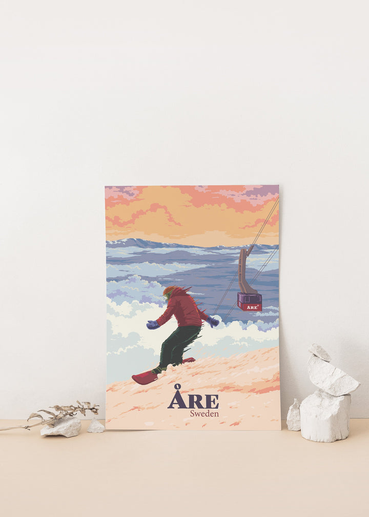 Are Sweden Snowboarding Travel Poster