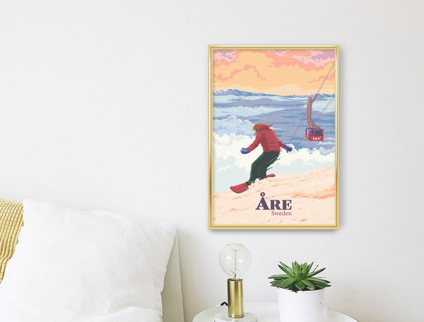 Are Sweden Snowboarding Travel Poster