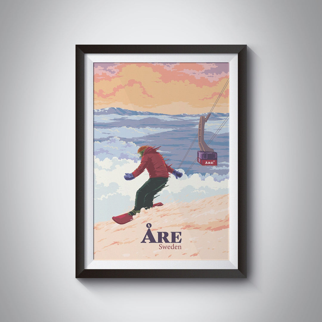 Are Sweden Snowboarding Travel Poster