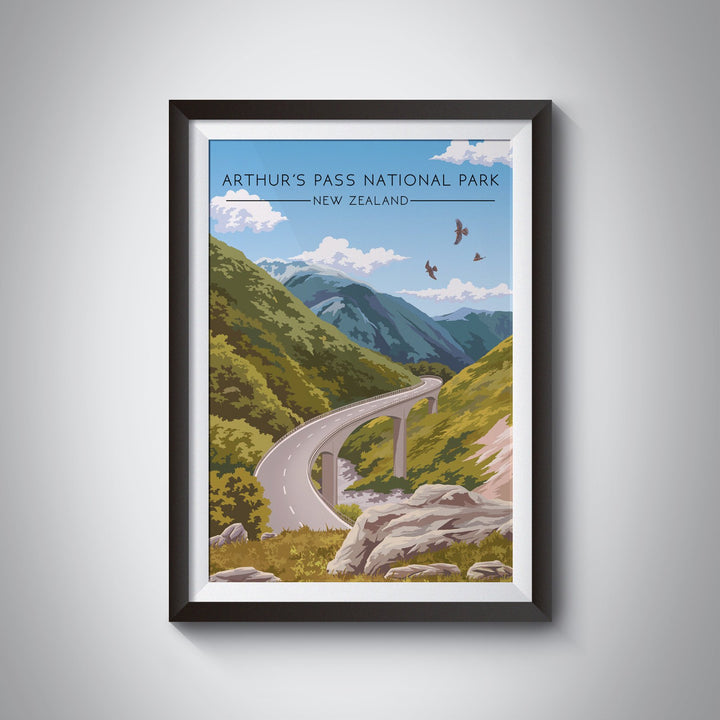 Arthur's Pass National Park New Zealand Travel Poster