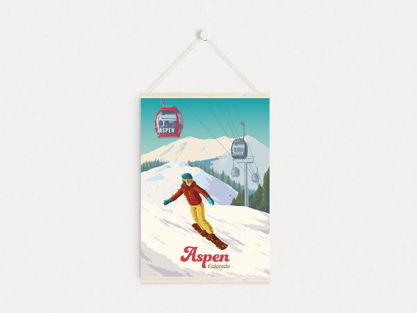 Aspen Colorado Snowboarding Travel Poster