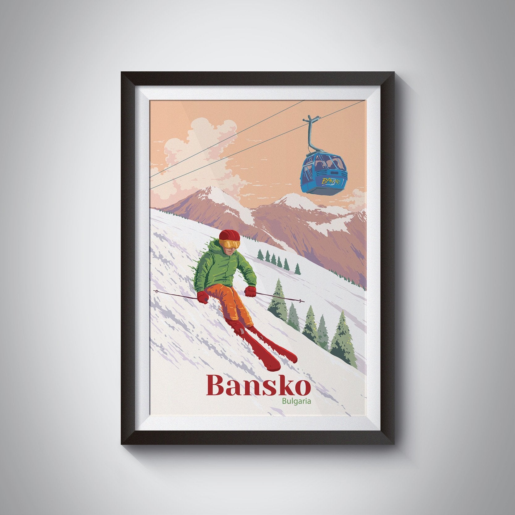 Bansko Bulgaria Ski Resort Travel Poster