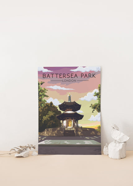Battersea Park London Travel Poster