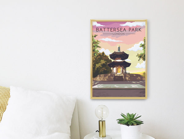 Battersea Park London Travel Poster