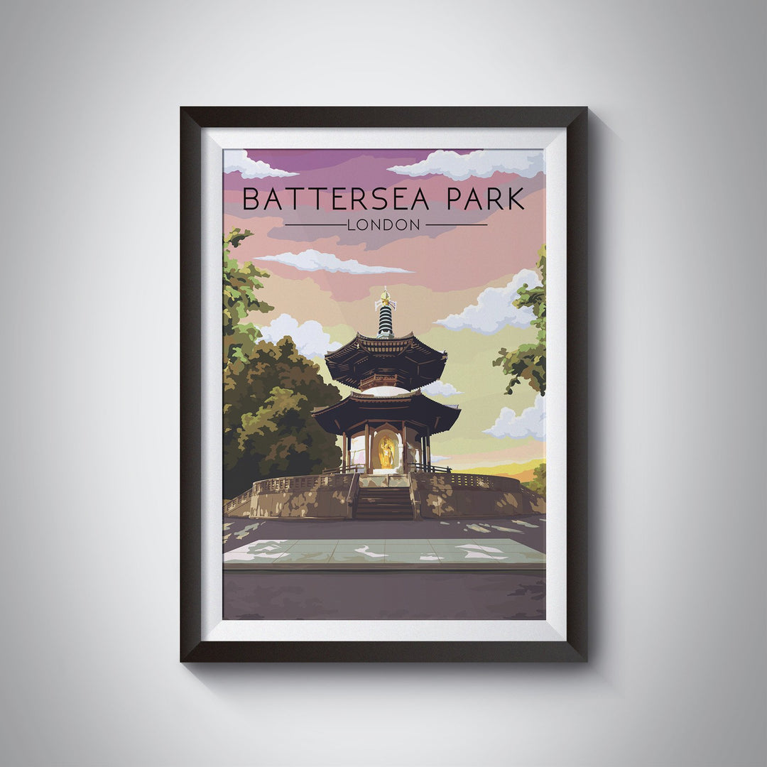 Battersea Park London Travel Poster