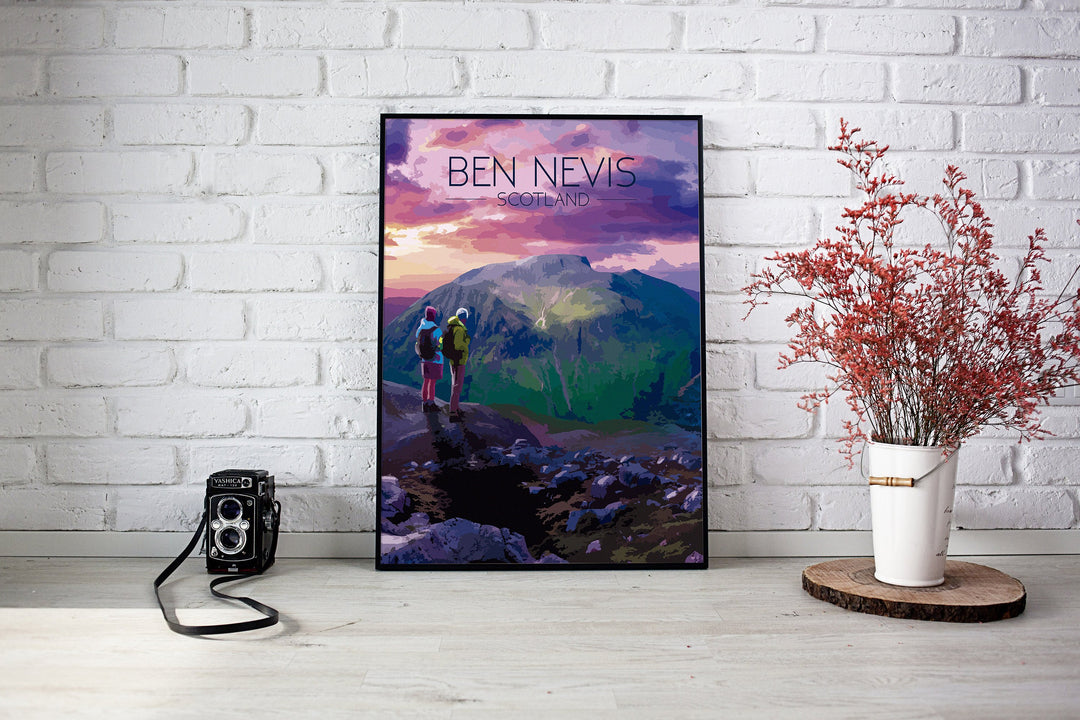 Ben Nevis, Scotland Travel Poster Night