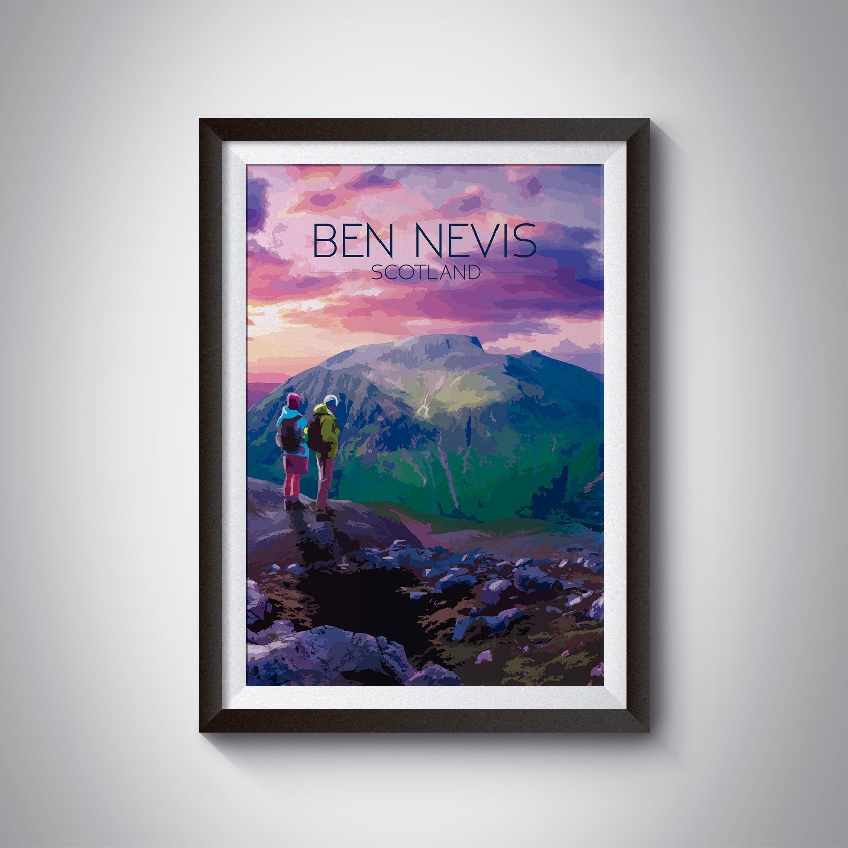 Ben Nevis, Scotland Travel Poster Night
