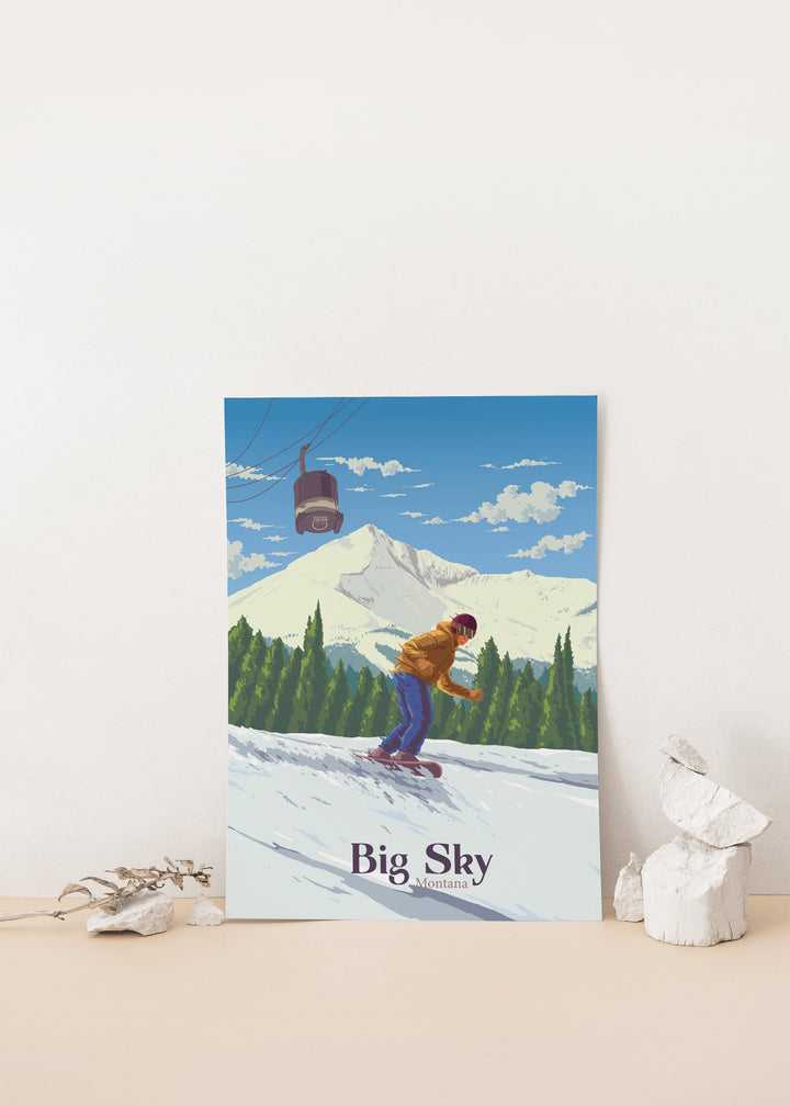 Big Sky Montana Snowboarding Travel Poster