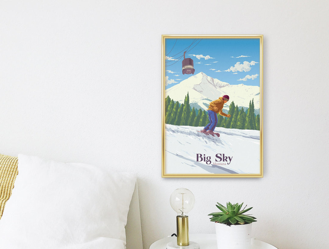 Big Sky Montana Snowboarding Travel Poster