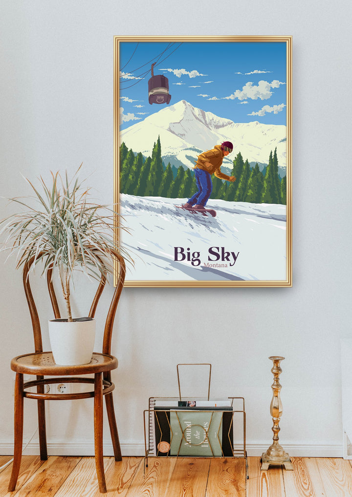 Big Sky Montana Snowboarding Travel Poster