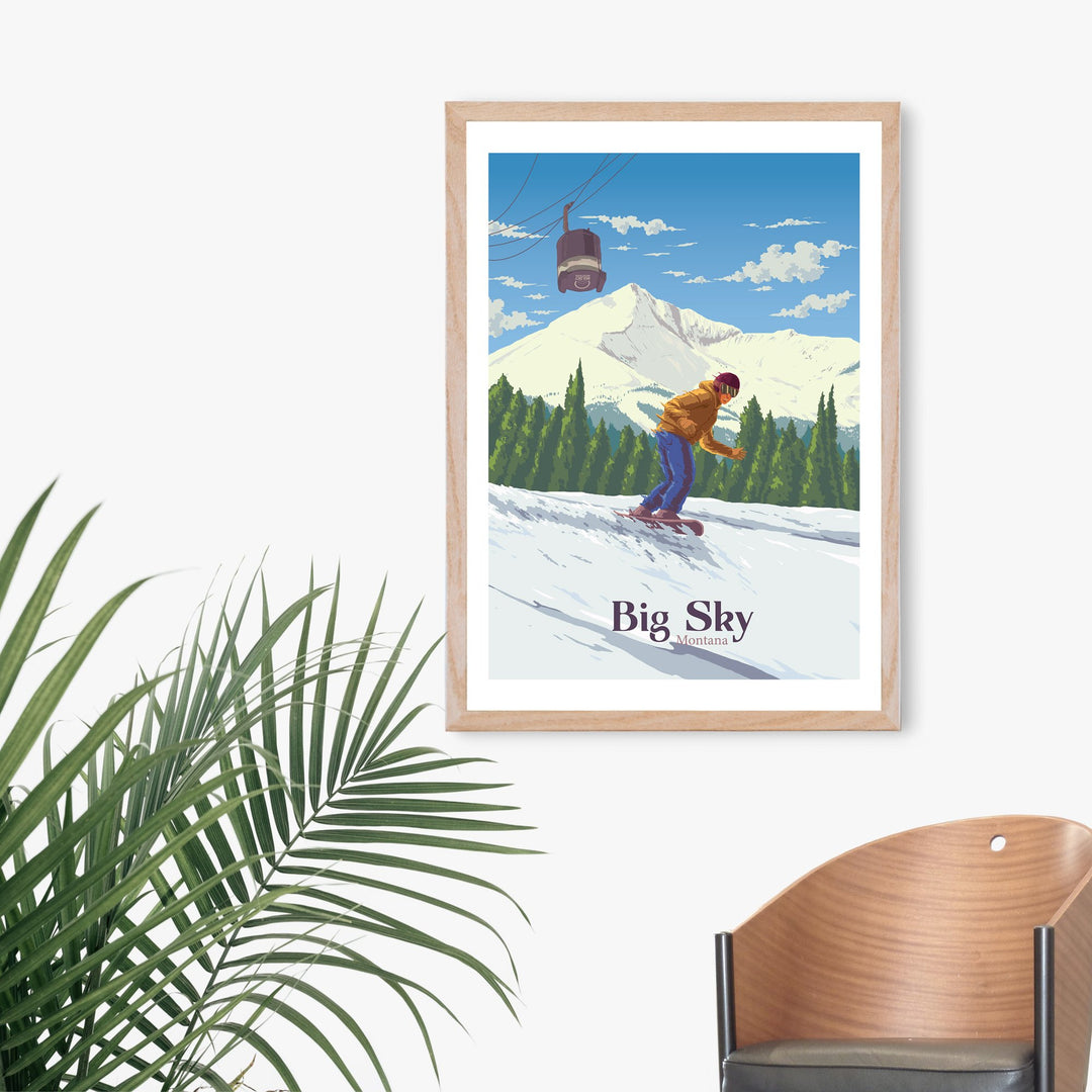 Big Sky Montana Snowboarding Travel Poster