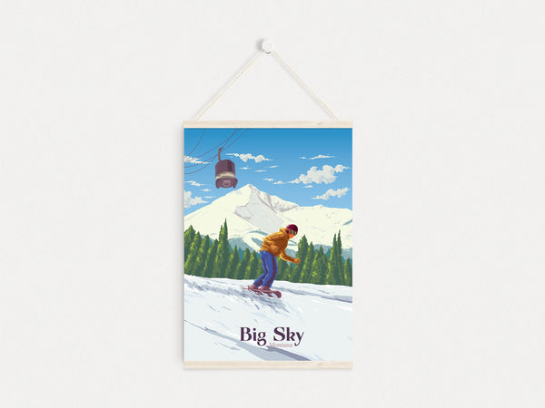 Big Sky Montana Snowboarding Travel Poster