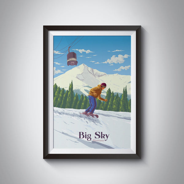 Big Sky Montana Snowboarding Travel Poster