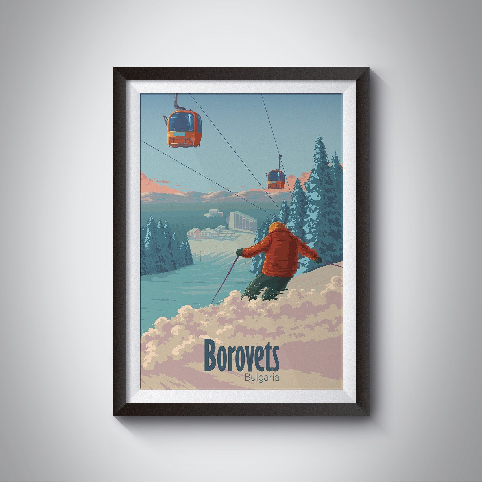 Borovets Bulgaria Ski Resort Travel Poster
