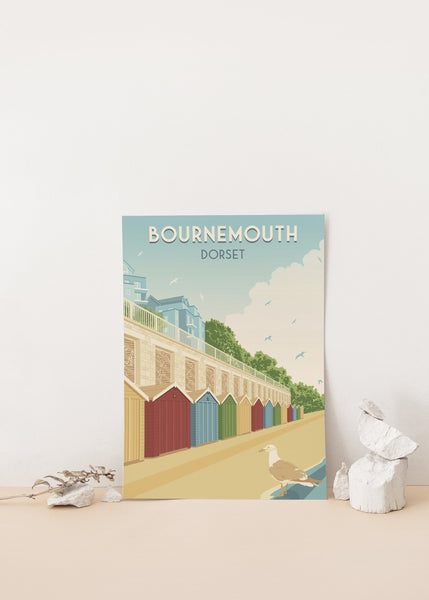 Bournemouth Beach Dorset Seaside Travel Poster