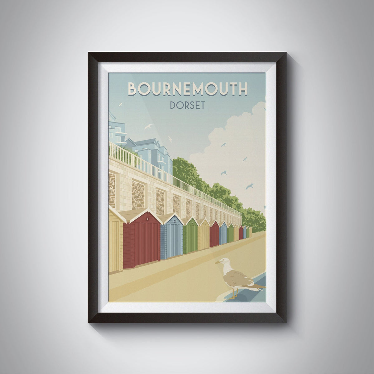 Bournemouth Beach Dorset Seaside Travel Poster – Bucket List Prints