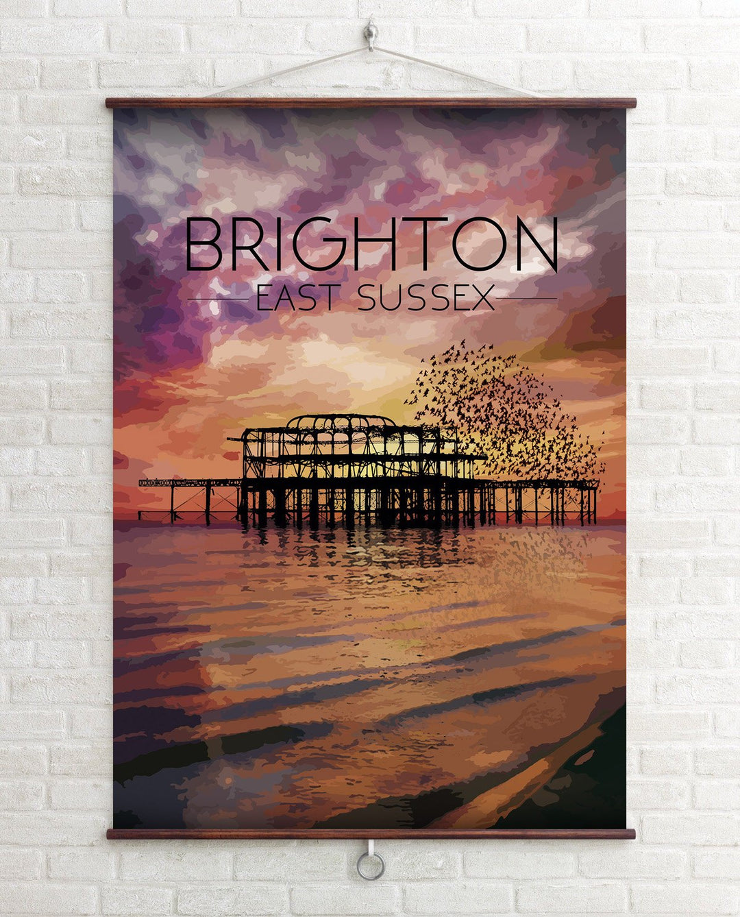 Brighton Beach West Pier Sunset Travel Poster