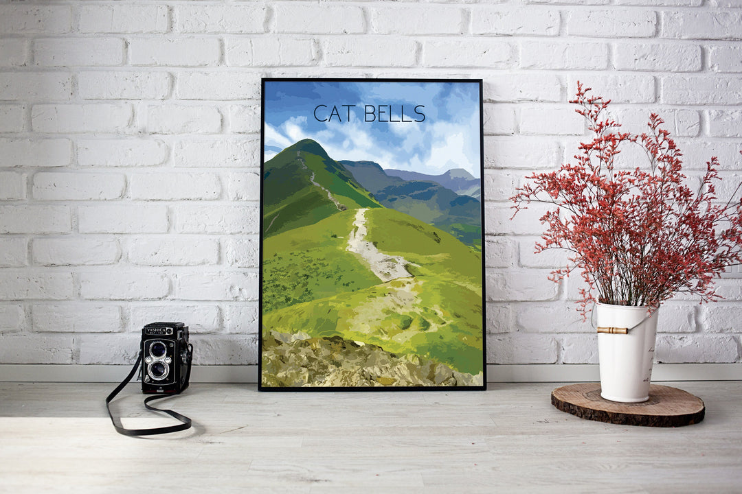 Cat Bells Lake District Travel Poster