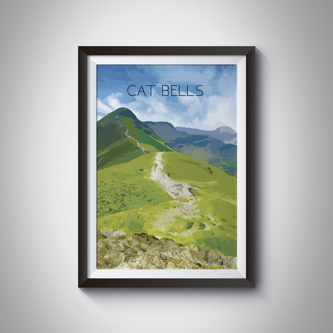 Cat Bells Lake District Travel Poster