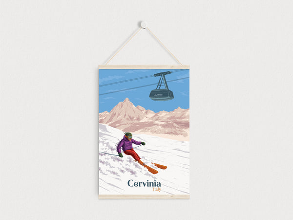 Cervinia Italy Ski Resort Travel Poster