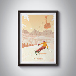 Chamonix Mont Blanc Ski Resort Travel Poster