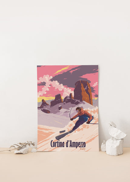 Cortina d'Ampezzo Ski Resort Travel Poster