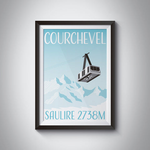 Courchevel Minimalist Ski Resort Travel Poster
