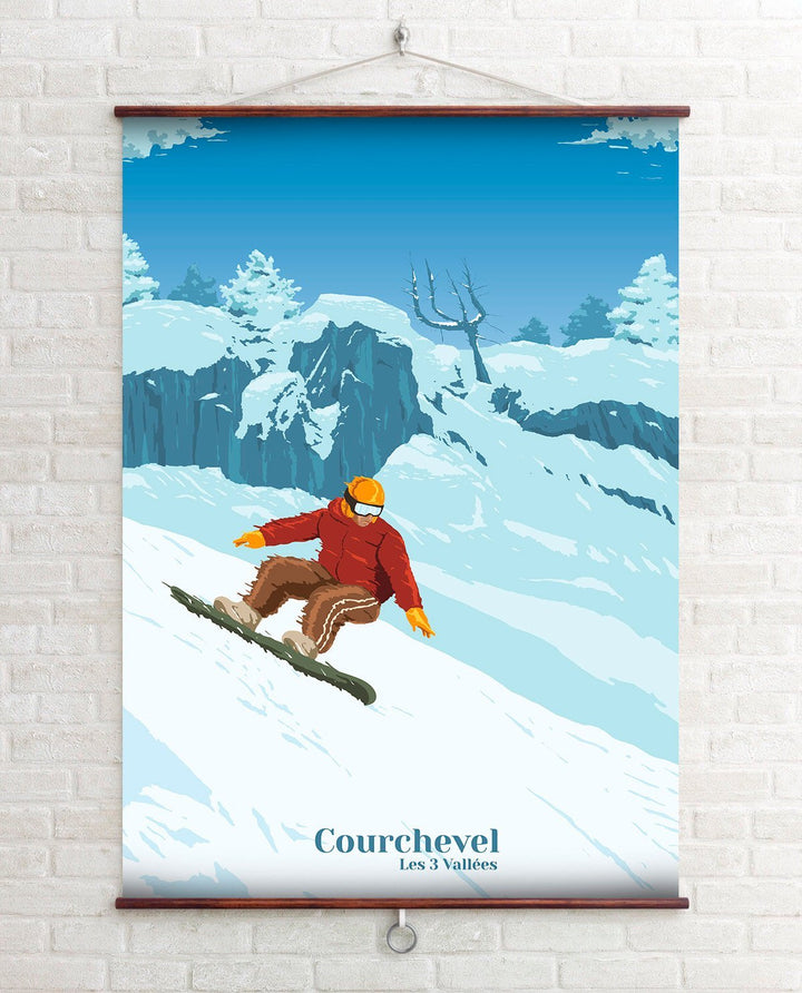 Courchevel Snowboarding Travel Poster