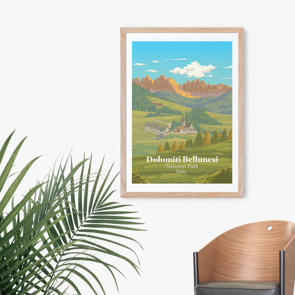 Dolomiti Bellunesi National Park Italy Travel Poster