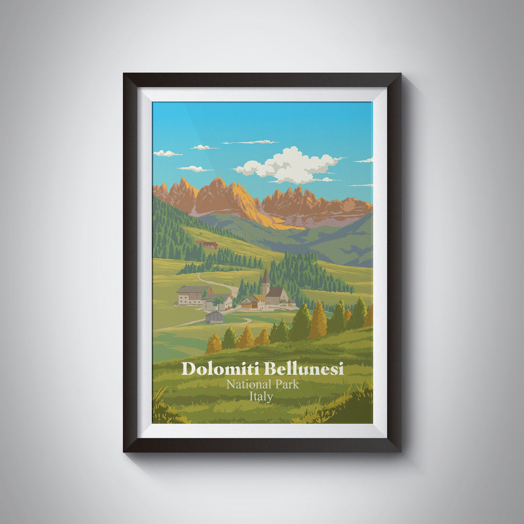 Dolomiti Bellunesi National Park Italy Travel Poster