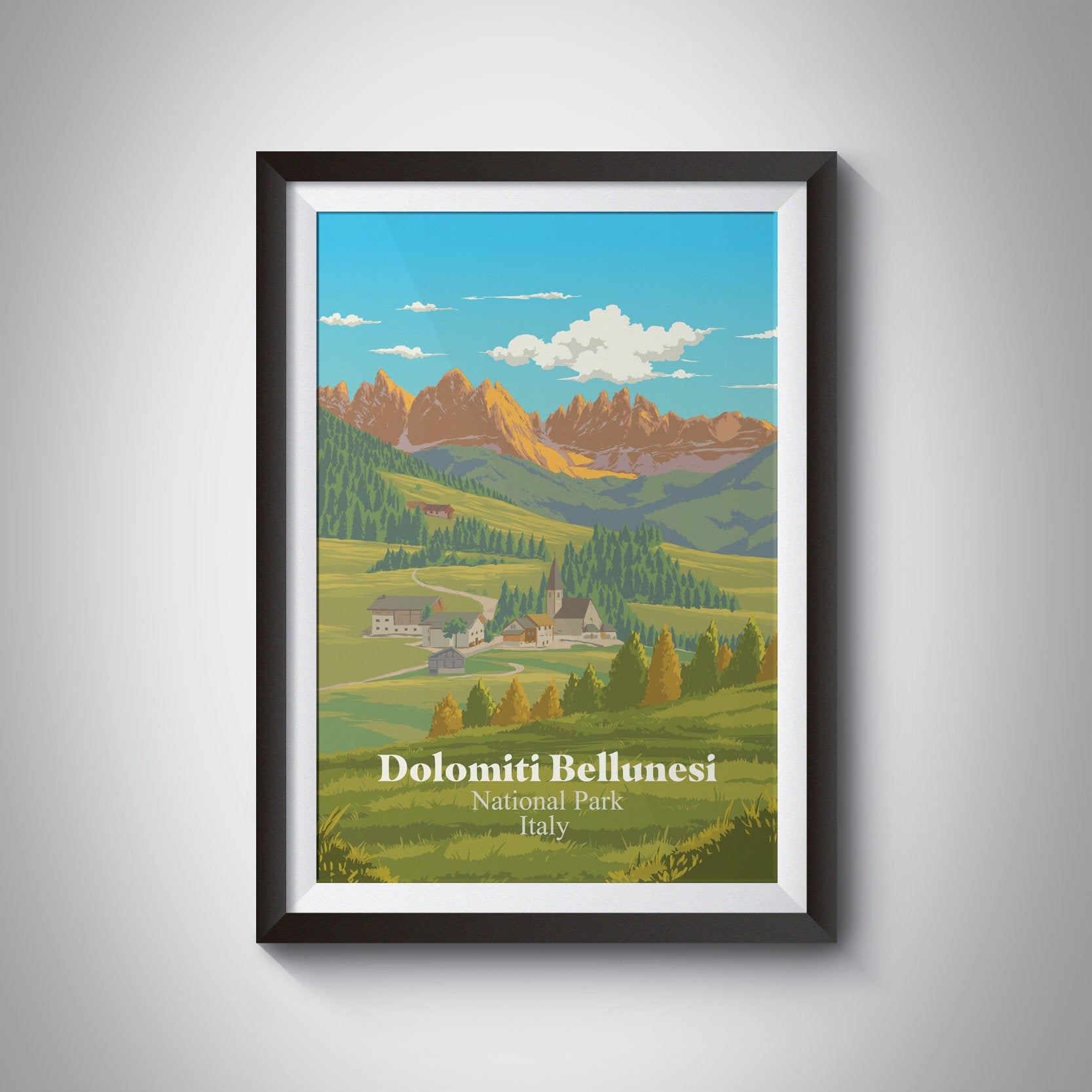 Dolomiti Bellunesi National Park Italy Travel Poster