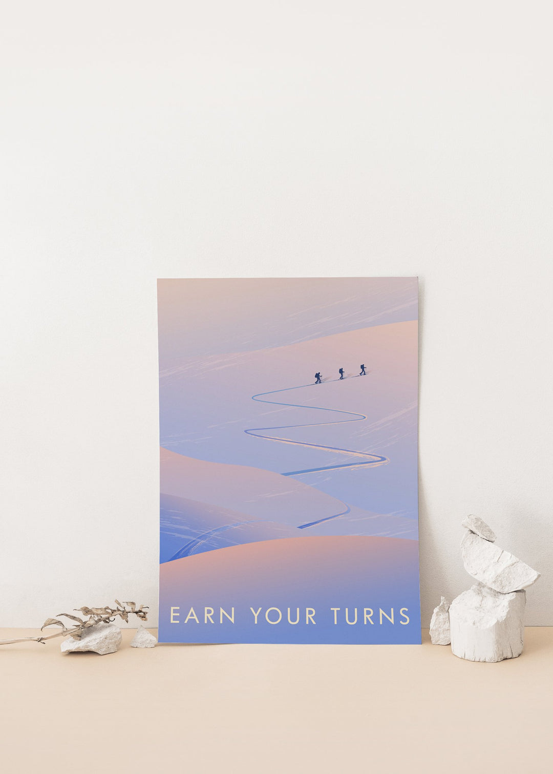 Earn Your Turns Ski Touring Travel Poster