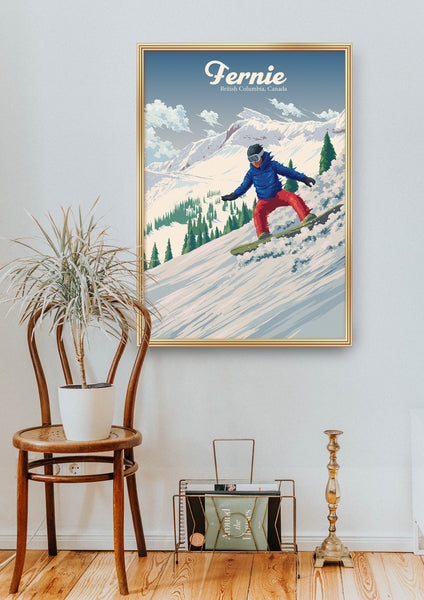 Fernie Canada Snowboarding Travel Poster
