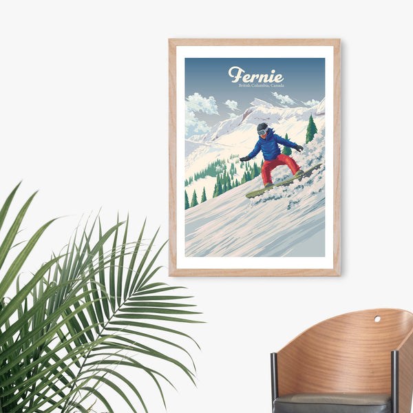 Fernie Canada Snowboarding Travel Poster