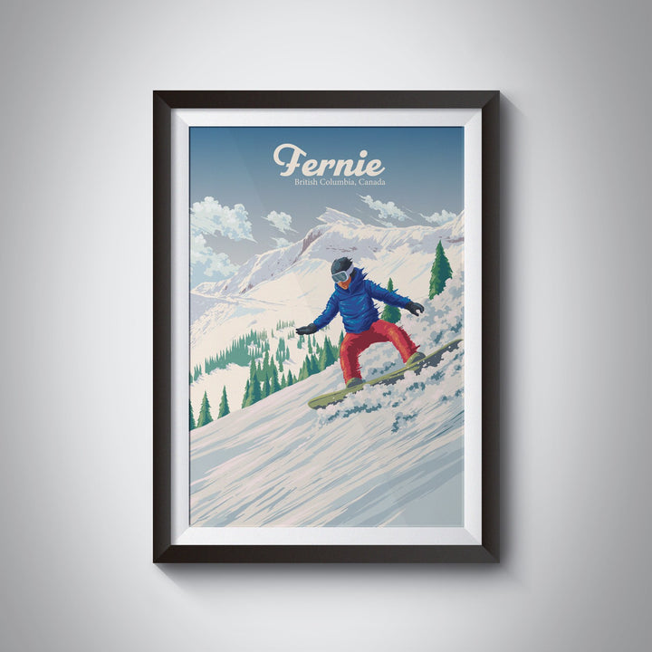 Fernie Canada Snowboarding Travel Poster