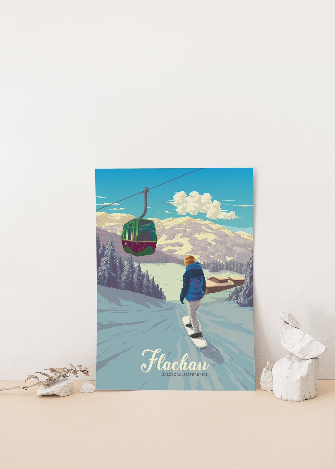 Flachau Snowboarding Travel Poster