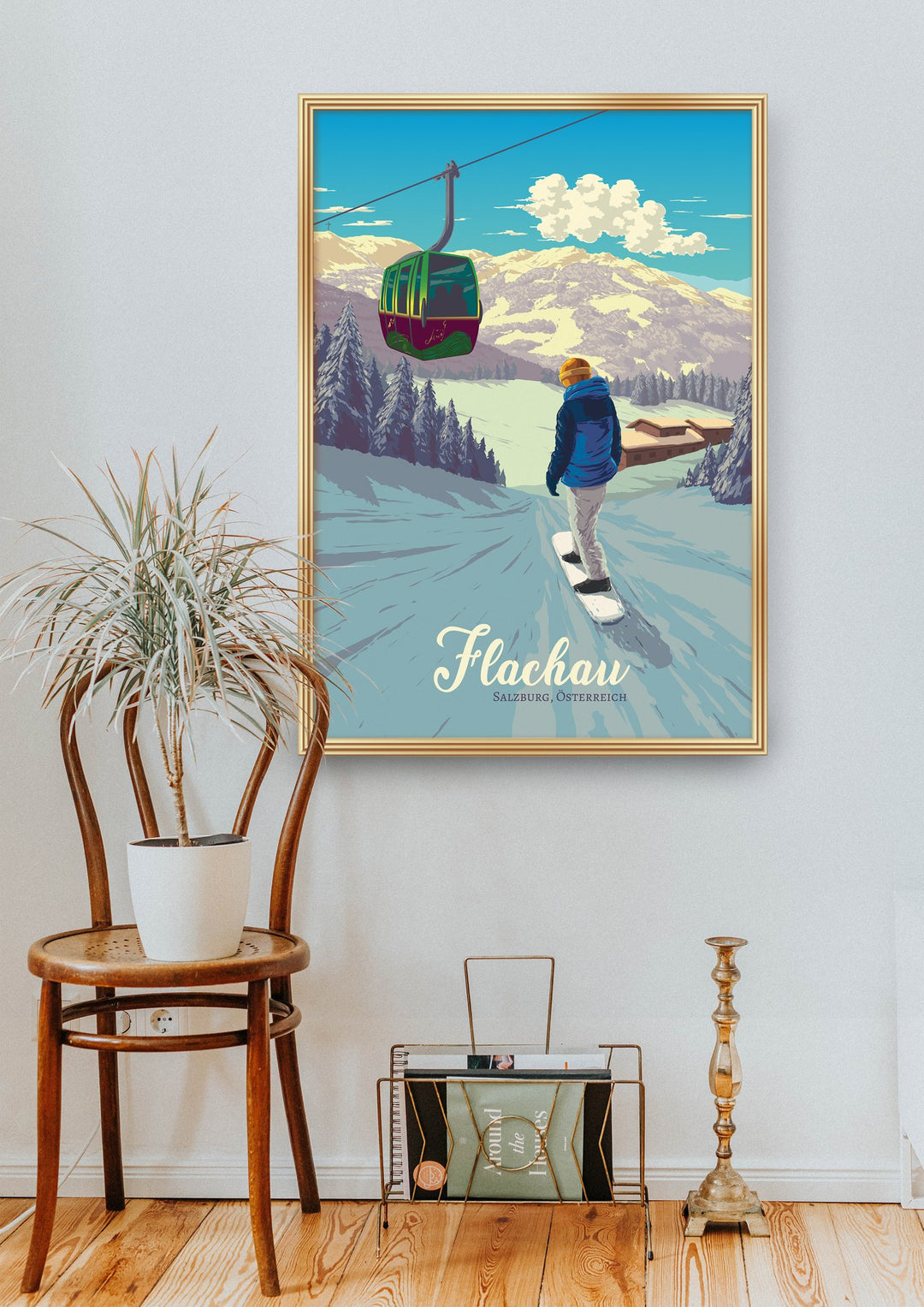 Flachau Snowboarding Travel Poster