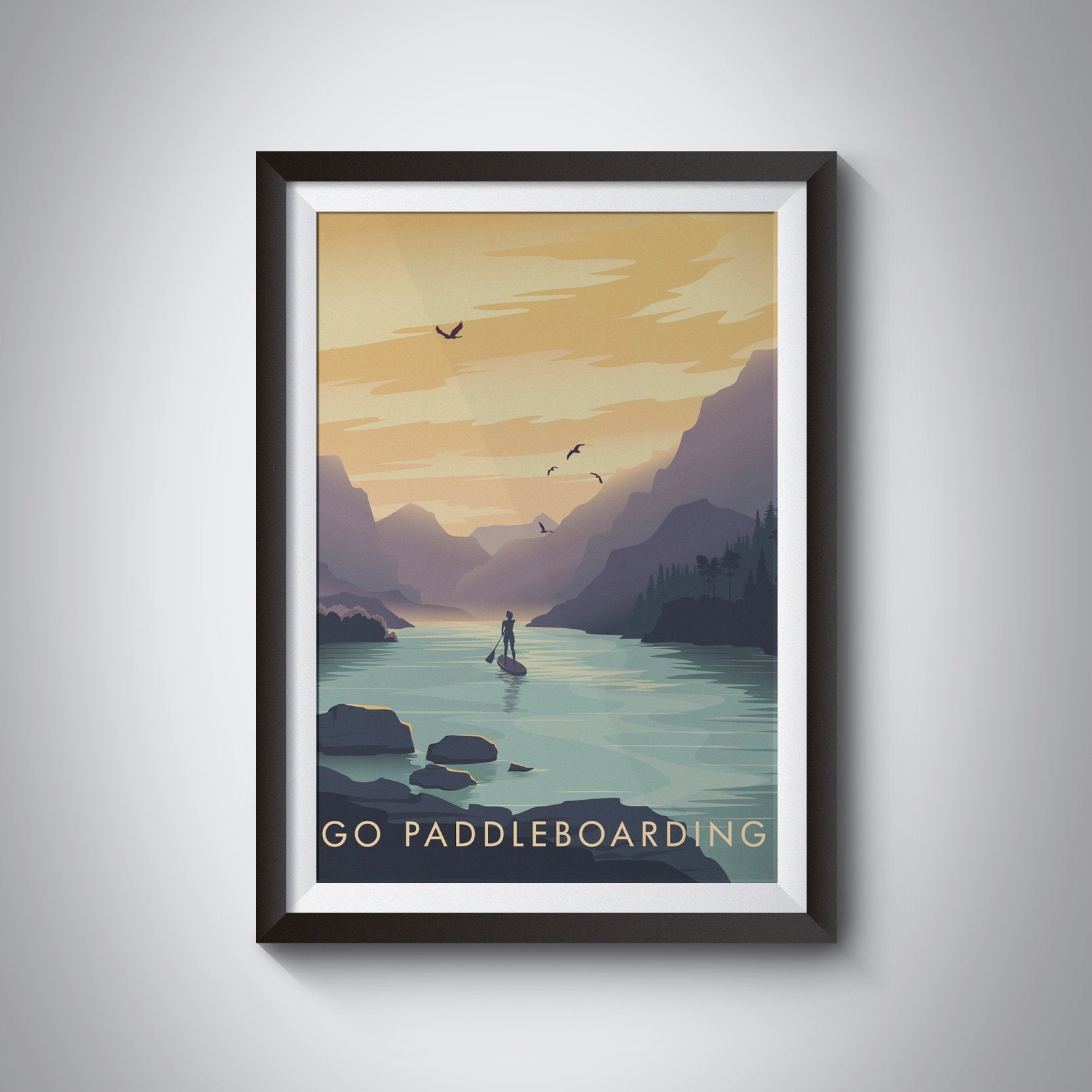 Go Paddleboarding Travel Poster