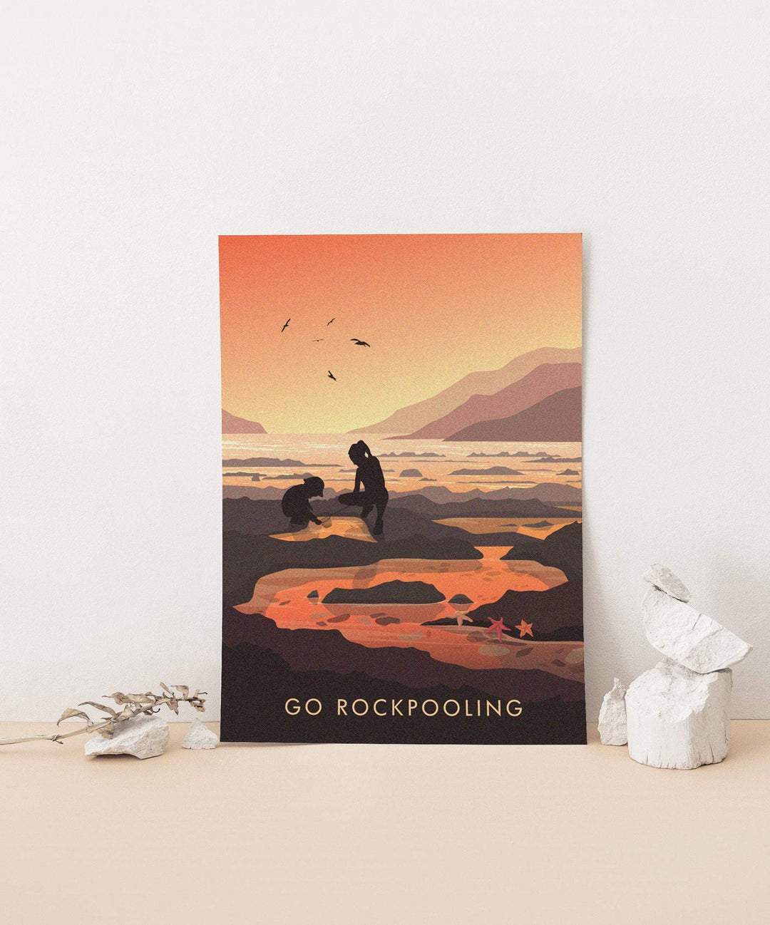 Go Rockpooling Seaside Travel Poster