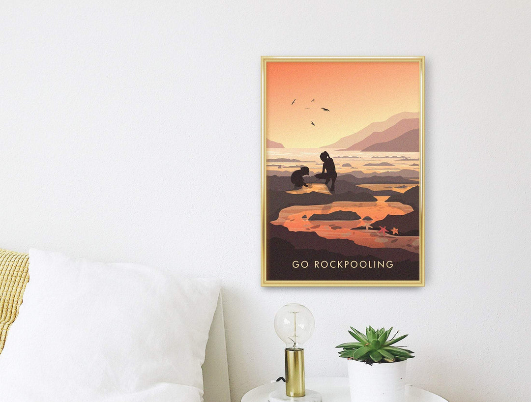 Go Rockpooling Seaside Travel Poster