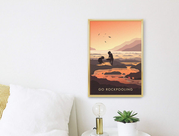 Go Rockpooling Seaside Travel Poster