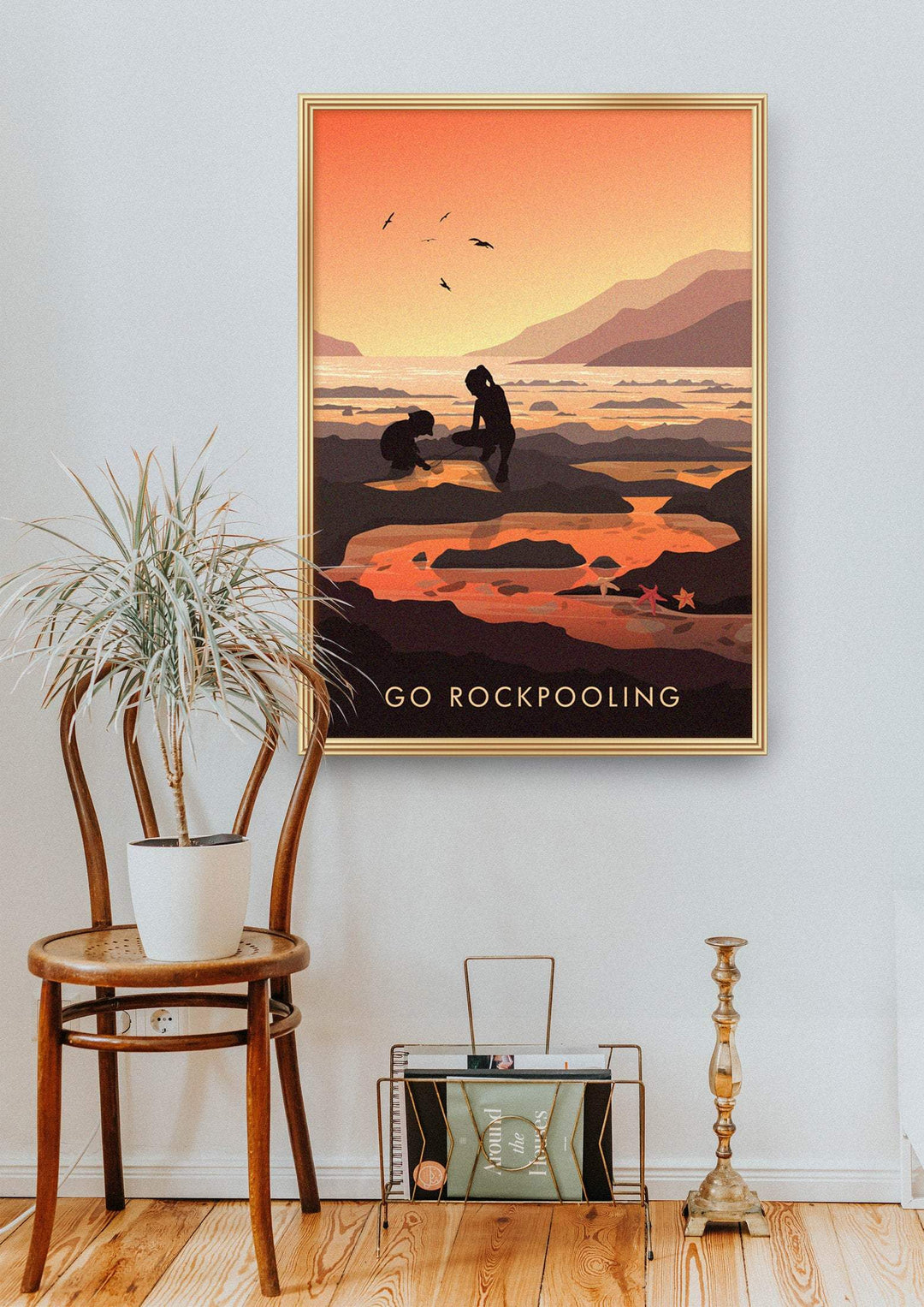 Go Rockpooling Seaside Travel Poster