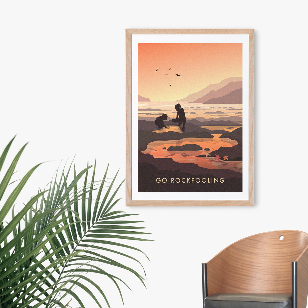 Go Rockpooling Seaside Travel Poster