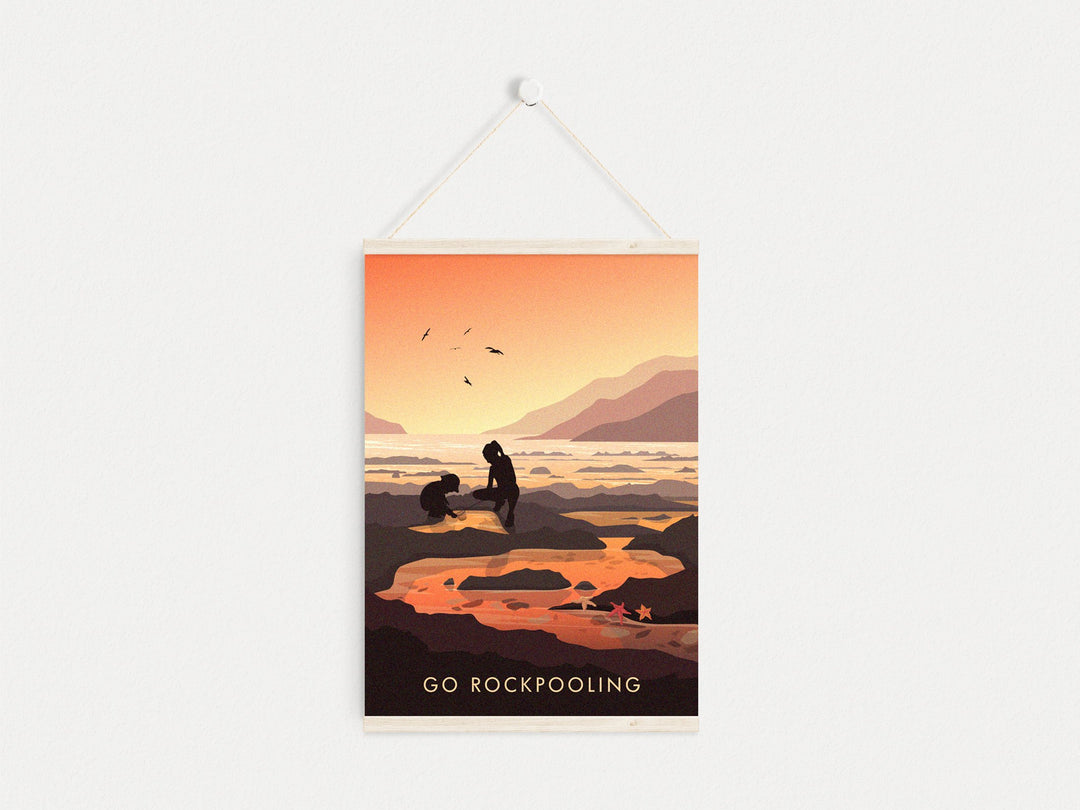 Go Rockpooling Seaside Travel Poster