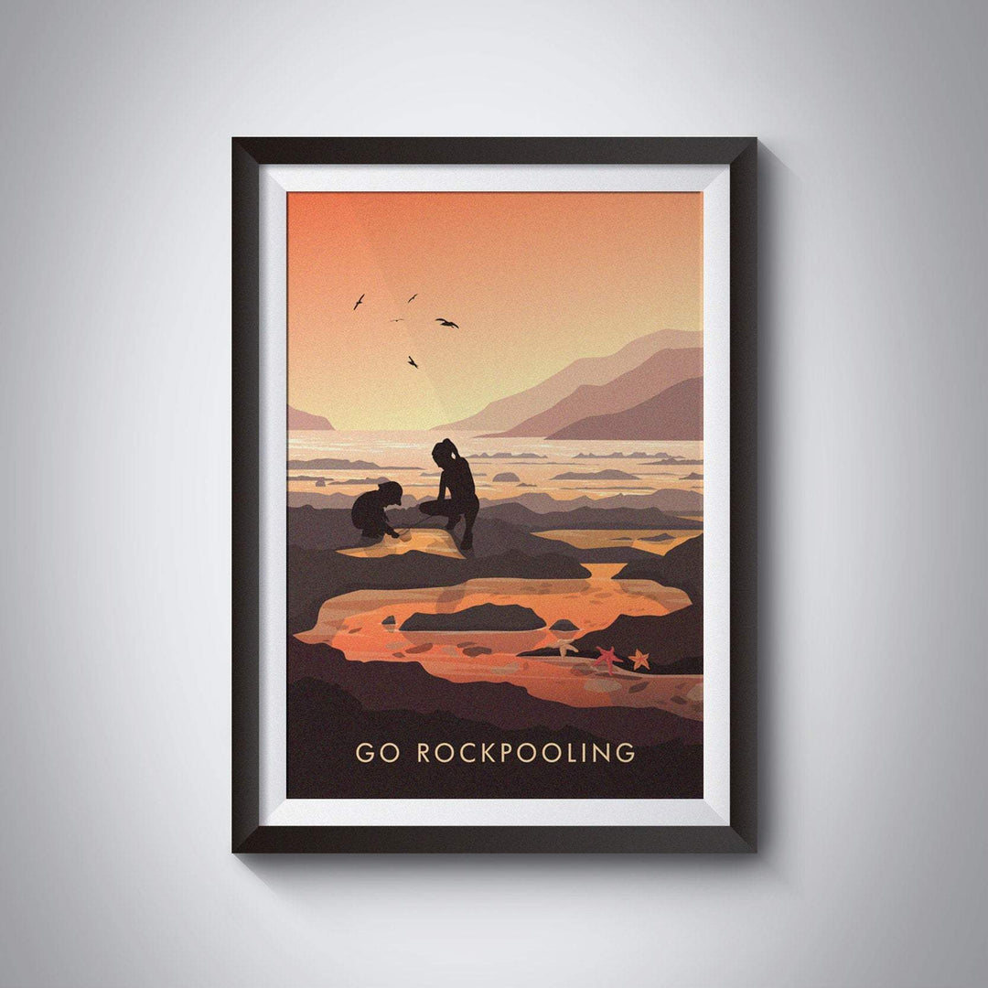 Go Rockpooling Seaside Travel Poster